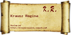 Krausz Regina névjegykártya
